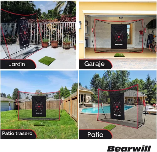 Vista 7 de Red de golf Bearwill, 10x7 pies de alta resistencia para práctica de golf con tapete, paño objetivo, 8 tacos, 6 pelotas, bolsa de transporte
