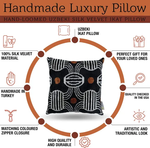 Vista 4 de CANVELLO -Exquisita almohada de plumón/cojín: almohadas de plumas elegancia y arte Almohadas icónicas con diseño Ikat Seda de terciopelo suave