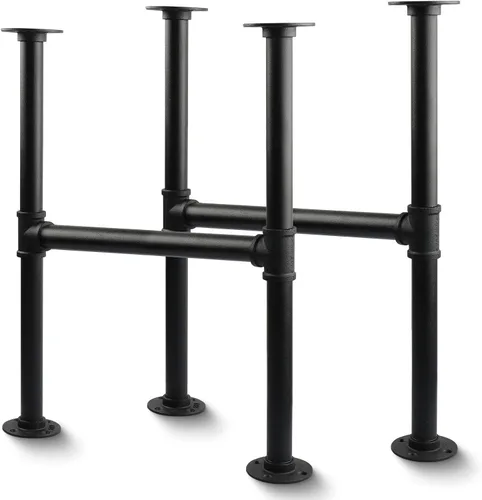 Vista 9 de MUZIK Patas de mesa de centro de 16 pulgadas, 2 patas de mesa de metal industriales, patas de acero gris para muebles vintage