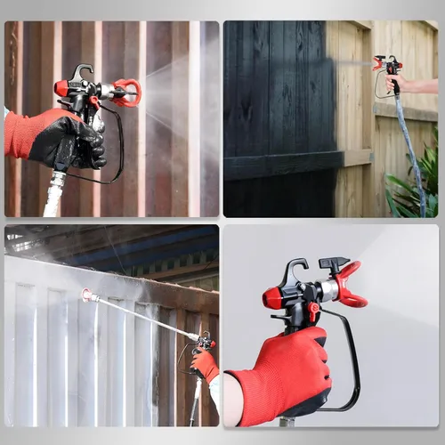 Vista 5 de AEROPRO Tools Pistola pulverizadora de pintura sin aire con 5 puntas de pulverización y 10 filtros, junta giratoria de alta presión de 3600 PSI, kit