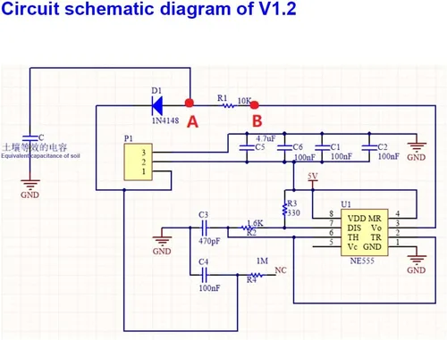 Vista 5 de 5 piezas de módulo de sensor de humedad del suelo capacitivo analógico 3.3~5.5V, sensores de detección de humedad resistentes a la corrosión