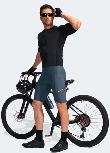 Vista 6 de Bikewa - Pantalones cortos de ciclismo para hombre, con acolchado 3D, para ciclismo de carretera o montaña, FPU 50+, bolsillos con cremallera