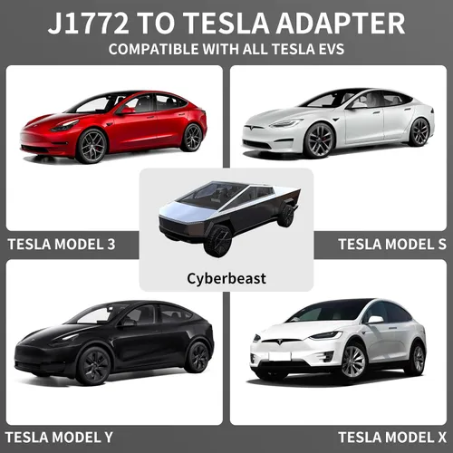 Vista 2 de Adaptador de cargador J1772 a Tesla, para Tesla Model-3/Y/X/S con adaptador de carga conectora certificado de seguridad, carga rápida máx 80A 250V
