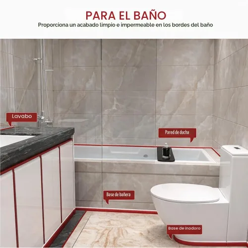Vista 4 de Moldura Flexible de Cuarto de Círculo, Moldura de Cuarto de Círculo de Goma Despegar y Pegar, Moldura Autoadhesiva para Bañera