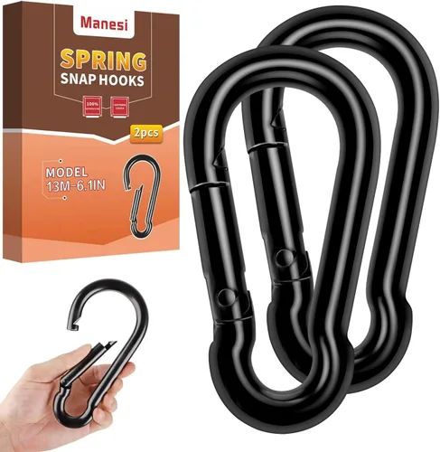 Vista 10 de Mosquetones de resorte con mosquetón, conector de cuerda resistente, clips de mosquetón pequeños de enlace rápido para interiores y exteriores