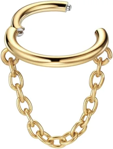 Vista 2 de FANSING Aros para cartílago de acero quirúrgico de 0.56 oz con diseños de cadenas, Sin gemas.