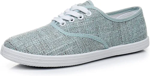 Vista 28 de VenusCelia - Tenis de lona con agujetas Rainbow para mujer Negro (Allblack)