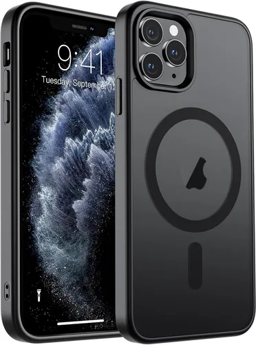 Vista 54 de SUPFINE Funda magnética para iPhone 11 Pro Max (compatible con MagSafe) (protección contra caídas de grado militar), delgada, translúcida mate, a