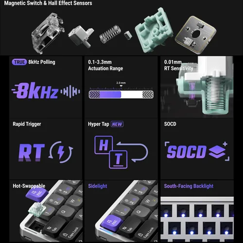 Vista 2 de nuphy Air60 HE Wired Magnetic Gaming Keyboard,61 Keys Rapid Trigger,60% Compact,Actuation Point Adjustable, 8K Hz Polling Rate,Hall Effect Keyboard