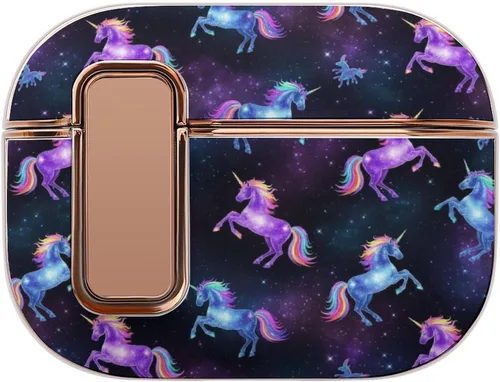 Vista 12 de Full Protective Cover Compatible with Airpods Pro 2 Wireless Charging Case for Women with Lock, Purple Galaxy Dragon, Safe and Shockproof