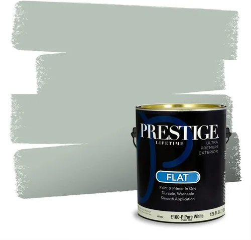 Vista 57 de Prestige Paints - Pintura exterior e imprimación en uno, 1 galón, plano, compatibilidad comparable con el color menta «Whipped Mint» de Behr