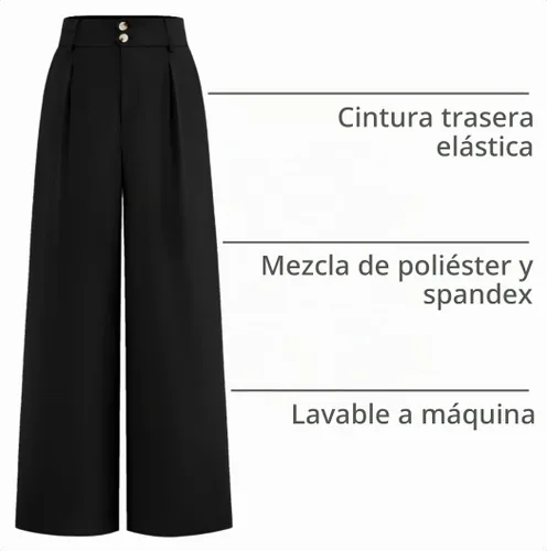 Vista 4 de BTFBM Pantalones de vestir de pierna ancha para mujer, trajes casuales de Negro