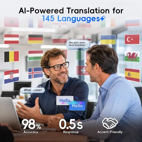 Vista 2 de GetD Gafas AI, gafas inteligentes impulsadas por ChatGPT, traducción de IA Lente fotocromática negra + gris