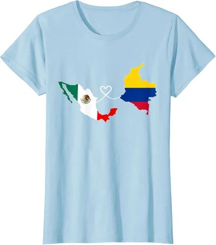 Vista 25 de Camiseta Half Colombian Half Mexican Flag Map DNA Mexico Colombia