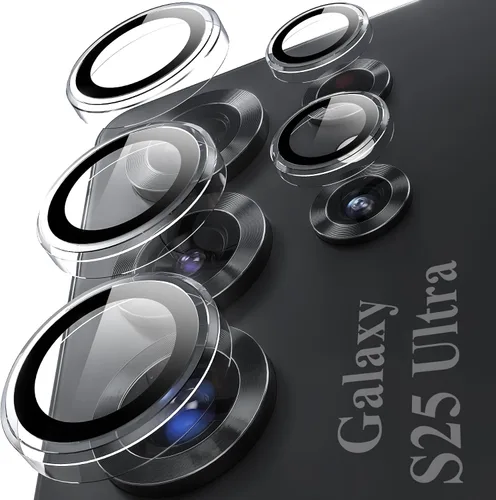 Vista 28 de YWXTW para Samsung Galaxy S23 Ultra Protector de lente de cámara, Protector de pantalla de lente de cámara de vidrio templado con anillo metálico