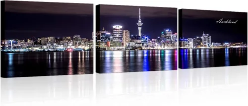 Vista 36 de TUMOVO 3 piezas de arte de pared en lienzo con diseño de horizonte de Atlanta, arte de pared panorámico de paisaje urbano en blanco y negro