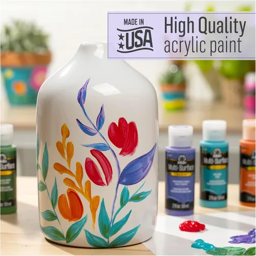 Vista 3 de FolkArt PROMO830 - Juego de pintura acrílica con acabado satinado, diseñado para principiantes y artistas, fórmula no tóxica que funciona en todas