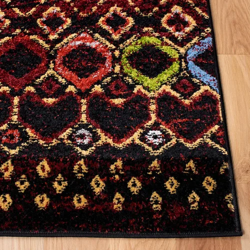 Vista 5 de SAFAVIEH Amsterdam Collection Alfombra Decorativa - 2.3 pies x 4 pies, Negro & Multi, Diseño Marroquí Bohemio, Sin Desprendimiento y Fácil Cuidado