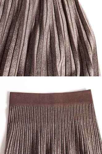 Vista 5 de CHARTOU Falda midi plisada con cintura elástica reversible de invierno para mujer
