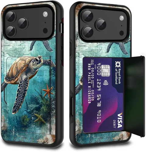 Vista 24 de Funda para tarjetas de crédito, doble capa híbrida a prueba de golpes, protección contra caídas con función atril para iPhone 17 de 6.3 pulgadas