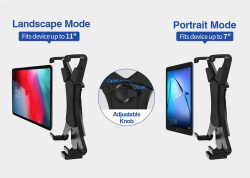 Vista 4 de MoKo Soporte para tablet, adaptador de trípode ajustable de 7 a 11 pulgadas, compatible con iPad, Galaxy Tab y más, negro (trípode no incluido)