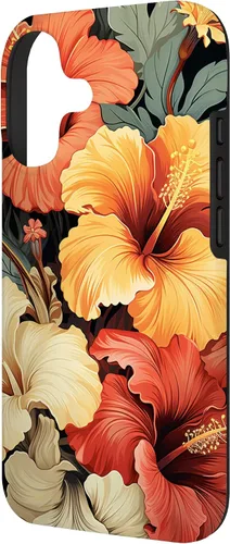 Vista 2 de Hawaiian Tropical Design Yellow Red Hibiscus Plumeria Case for iPhone 17