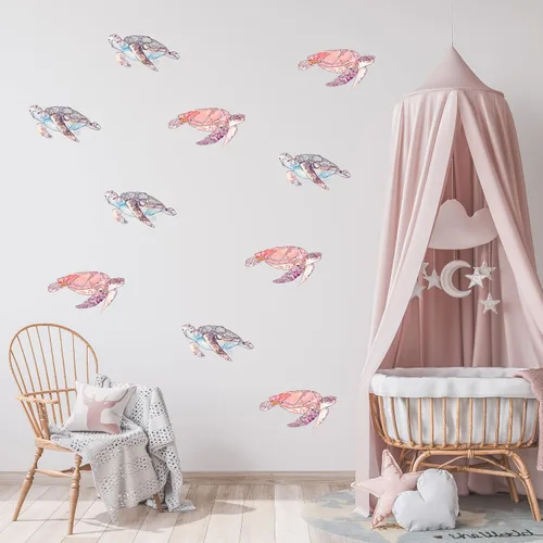 Vista 10 de Decalcomania - Calcomanías de pared de dinosaurio por P.D. Moreno, juego de 8 calcomanías para pared, calcomanías para decoración de dormitorio Dino