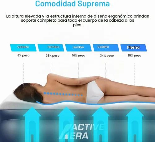 Vista 3 de Active Era Colchón de aire tamaño King con bomba elevada incorporada, colchón inflable elevado de alta calidad con almohada elevada, resistente a