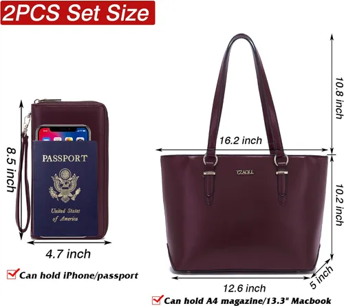 Vista 4 de YZAOLL Purses for Women PU Leather Medium Tote Satchel Handbags with Matching Wrist Bag set