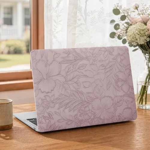 Vista 15 de iCasso - Funda compatible con MacBook Air de 13 pulgadas, versiones 2020-2018 A2337 M1 A2179 A1932, carcasa rígida de plástico con textura de cuero