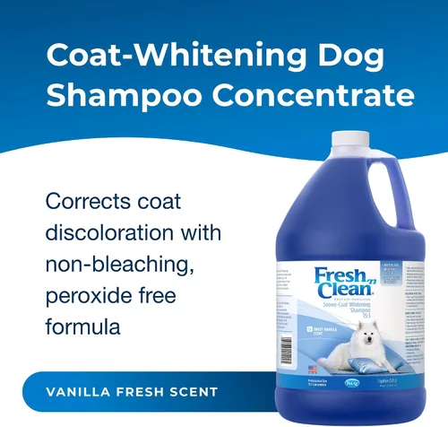 Vista 6 de Pet-Ag Fresh 'n Clean - Champú blanqueador de capa nevada, aroma a vainilla (concentrado 15:1), 1 galón, fórmula sin blanqueador para corregir
