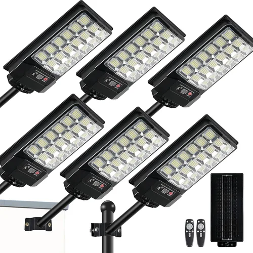 Vista 8 de Luz solar de calle de 540 LED para exteriores, impermeable, luces solares del atardecer al amanecer, luces de inundación al aire libre, sensor