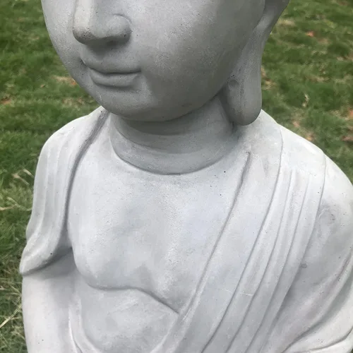 Vista 2 de Kante 25.6 "ligero sentado meditando Buda Zen interior al aire libre estatua gris hormigón Sentado de hormigón de 25.6 "h
