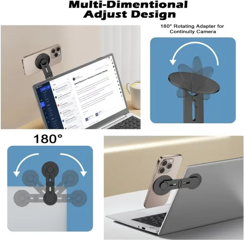 Vista 8 de Aporia - Compatible con MagSafe iPhone +12 soporte de montaje lateral para computadora portátil, extensor de monitor EV, brazo magnético