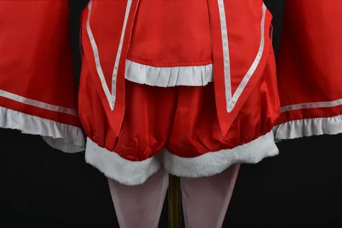 Vista 4 de Rem Ram cosplay Red Maid dress Christmas Costume Christmas Hat Lolita masquerade dress