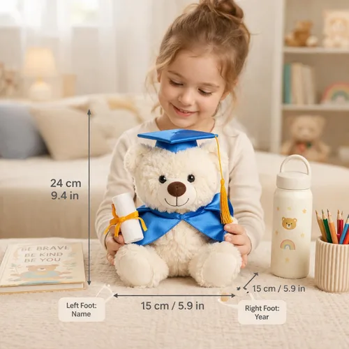 Vista 4 de Oso de graduación personalizado 2026-9.5 pulgadas 7 colores personalizados de peluche de graduación con fecha de nombre, regalo de graduación