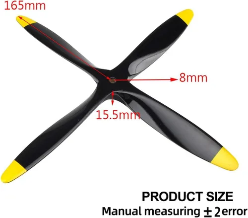 Vista 2 de Hélice RC de 4 cuchillas 13×8 de madera de haya RC para motor de gasolina y avión