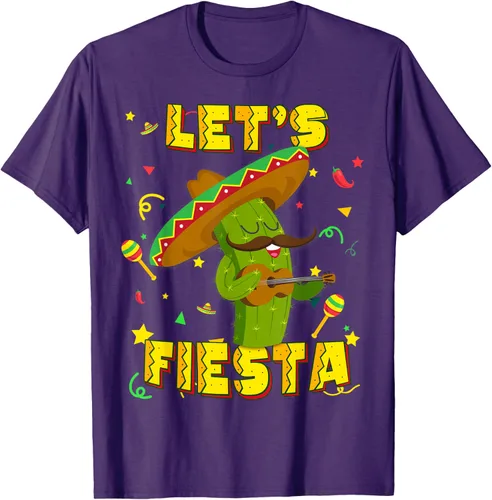 Vista 59 de Cinco De Mayo - Camiseta de regalo con sombrero de cactus Let's Fiesta, Negro, S