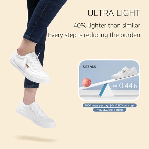 Vista 4 de STQ Zapatos sin cordones para mujer, zapatillas de lona clásicas de moda