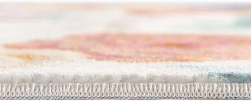 Vista 4 de Unique Loom Blossom Collection Ashley - Alfombra rectangular de 9 x 12 pies, color marfil y azul claro