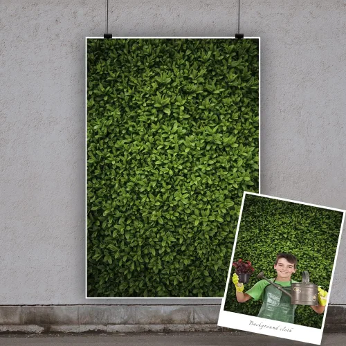 Vista 4 de Yeele Telón de fondo de pared de césped de 3 x 5 pies para fotografía, hojas verdes naturales, fondo de fotos, boda, fiesta de cumpleaños