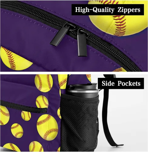 Vista 6 de Mochila personalizada de sóftbol personalizada Bolsa multifuncional impermeable con nombre de regalo, Diseño 1, Mochilas Daypack