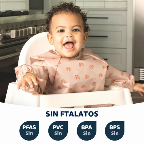 Vista 7 de Tiny Twinkle - Babero a prueba de suciedad para bebés y niños pequeños, bonito, de manga larga, impermeable, lavable a máquina, cierre a prueba