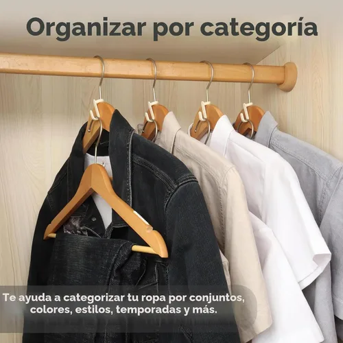 Vista 4 de 50 ganchos para colgar para colgar ropa, ahorro de espacio para ropa. Ganchos para colgar ahorran espacio. Gancho de conector para colgar perchas