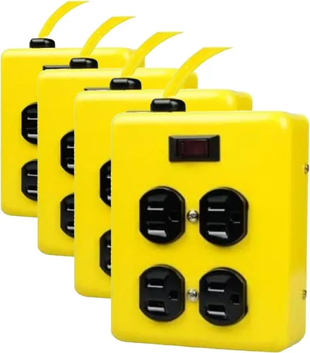 Vista 10 de Southwire Yellow Jacket - Bloque de alimentación de metal, diseño resistente, divisor de enchufe a tierra de 4 tomas, interruptor iluminado, enchufe