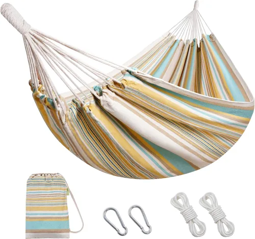 Vista 15 de Hamaca brasileña con correas para árboles, hamacas de lona, hamaca portátil con bolsa de transporte para patio trasero, porche, uso en exteriores e