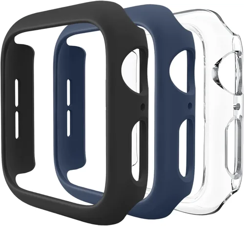 Vista 8 de Paquete de 3 fundas compatibles con Apple Watch de 1.732 pulgadas Series 6/5/4/SE, carcasa rígida de PC parachoques marco