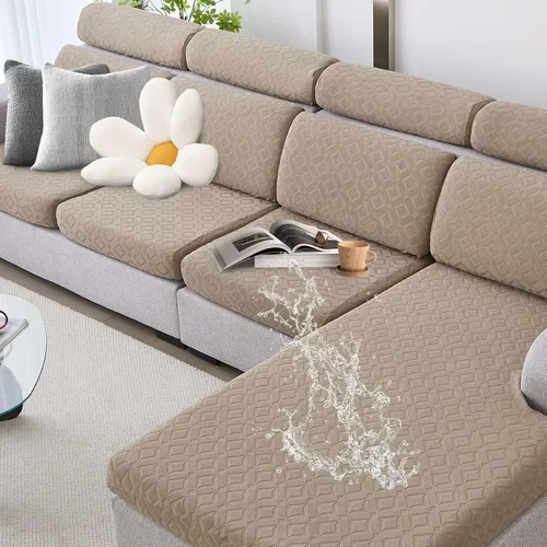 Vista 9 de Fundas de cojín para sofá impermeables, fundas elásticas para sofá seccional, funda de cojín lavable, antideslizante, con parte inferior elástica