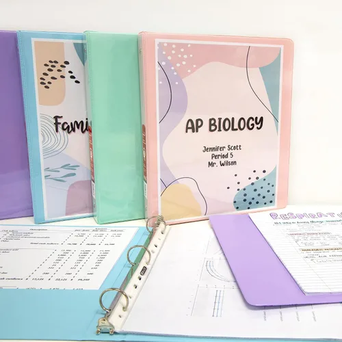 Vista 2 de BAZIC Products Carpeta de 3 anillos de color pastel de 1 pulgada con 2 bolsillos, para escuela, oficina, hogar, juego de 4