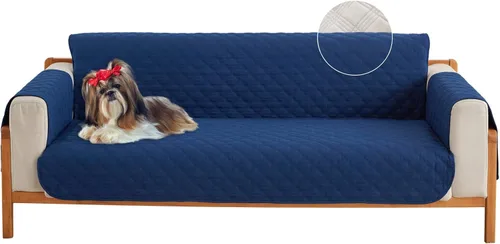 Vista 8 de Qubjus Funda de sofá de 2 plazas Revesible para sofá de 2 cojines, lavable, protector de muebles con correas elásticas para perros, mascotas, niños